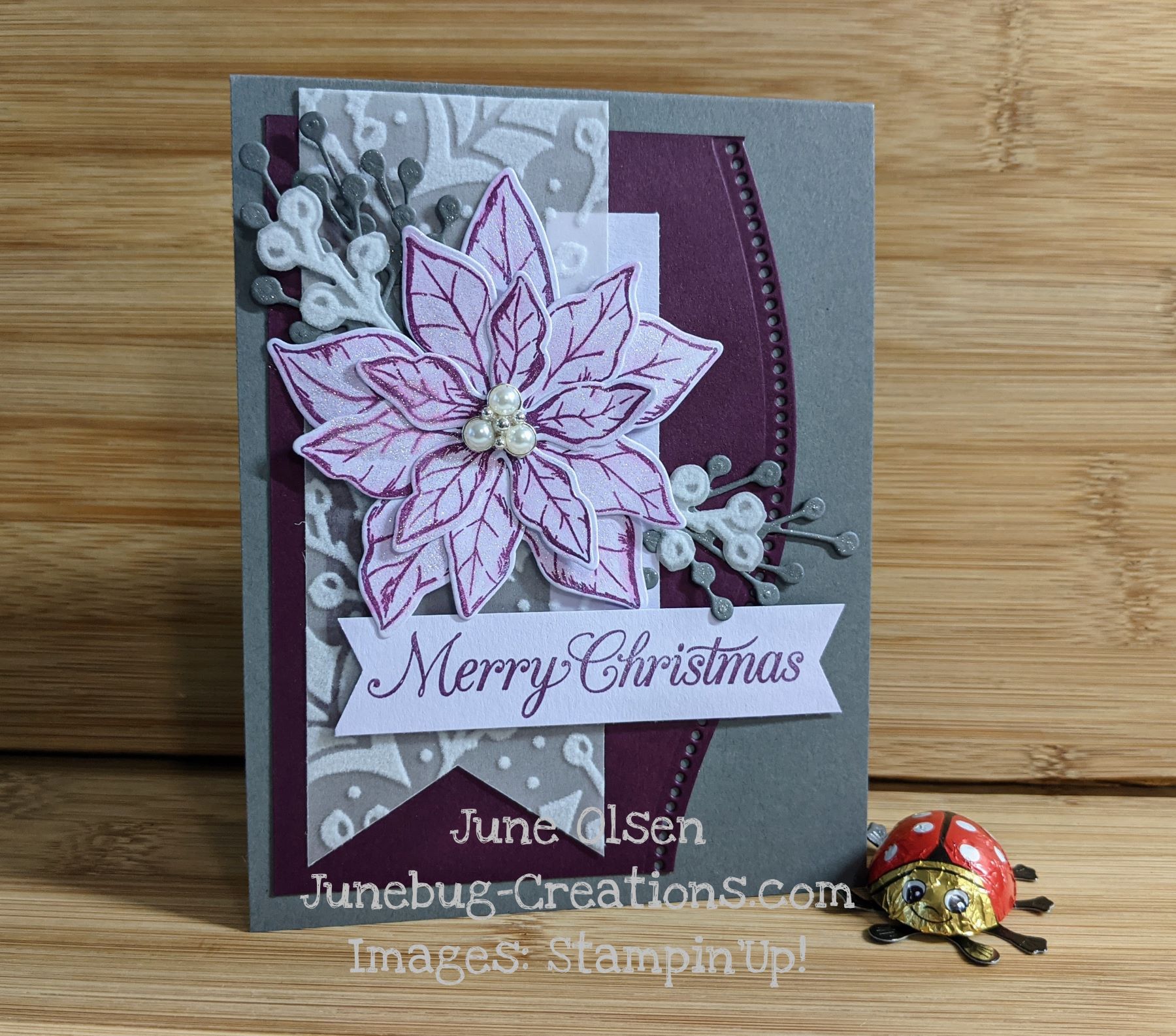 Junebug Creations Nontraditional Poinsettia card